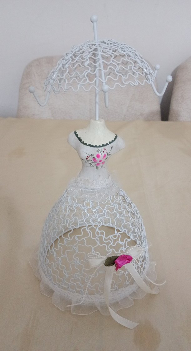 Beyaz Dantel Şemsiye Figürlü Dekoratif Biblo - Görsel 2
