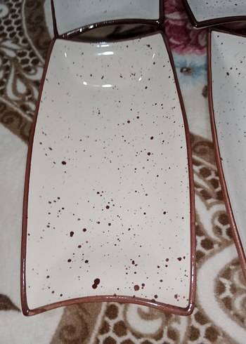 krem Dikdörtgen Seramik Tabak Seti - Görsel 5