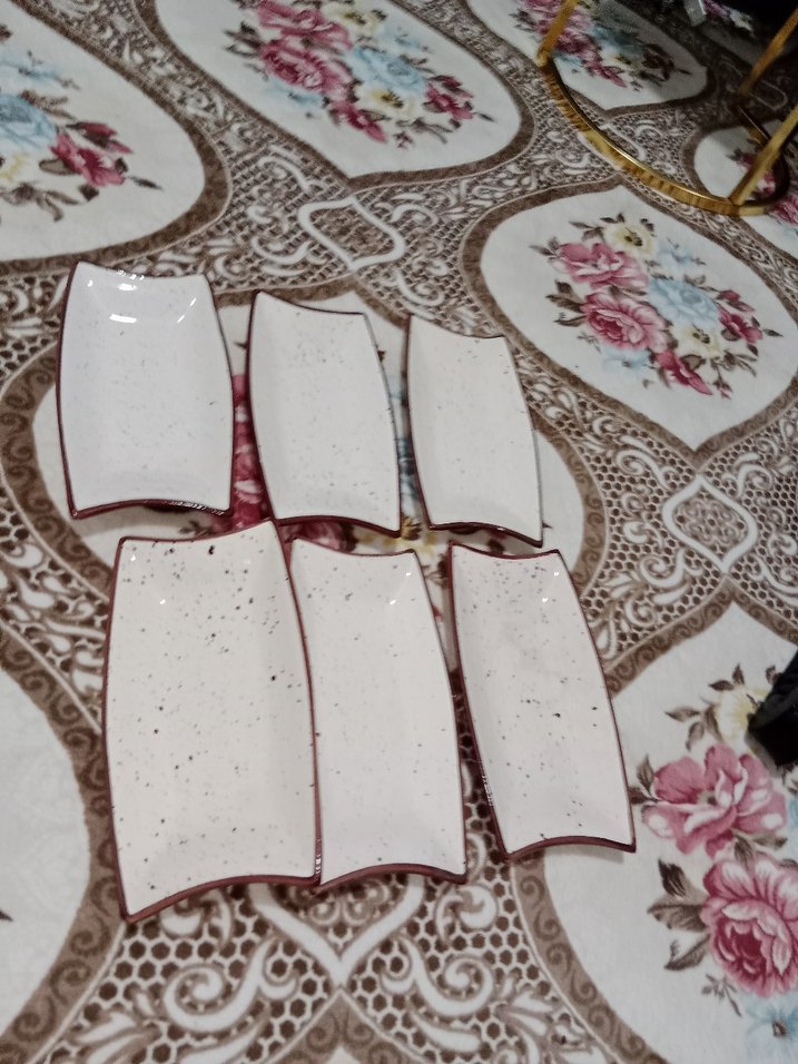 krem Dikdörtgen Seramik Tabak Seti - Görsel 3