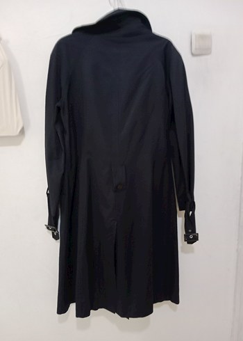 Siyah Uzun Düğmeli Kadın Trençkot - Görsel 5