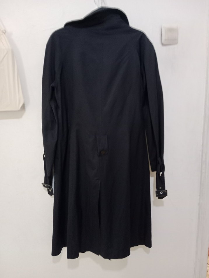 Siyah Uzun Düğmeli Kadın Trençkot - Görsel 5