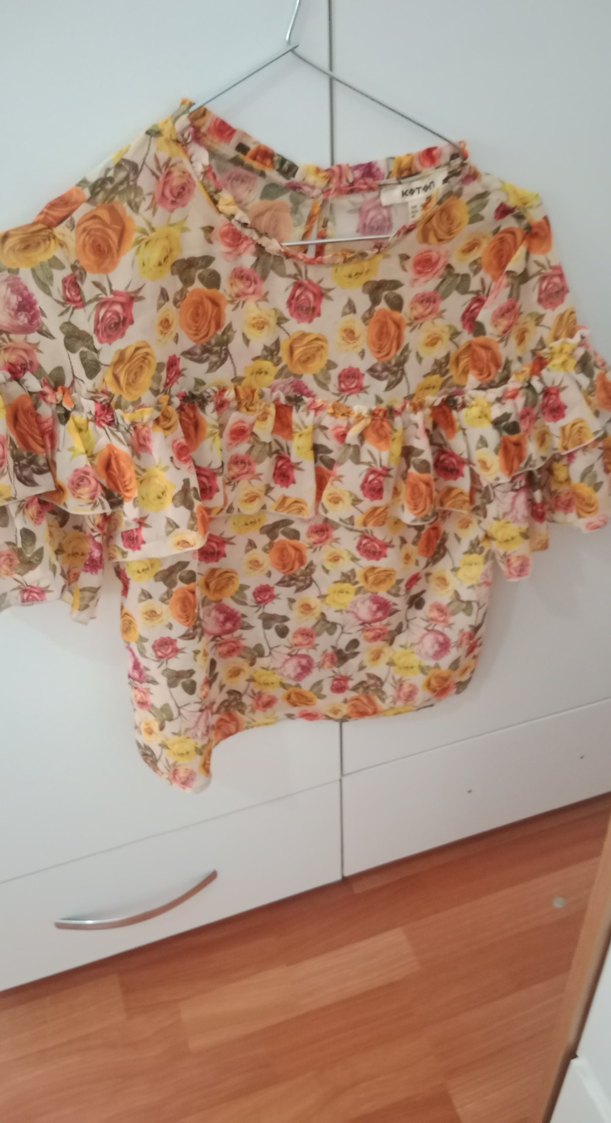 Çiçek Desenli Fırfırlı Bohem Bluz - Görsel 2