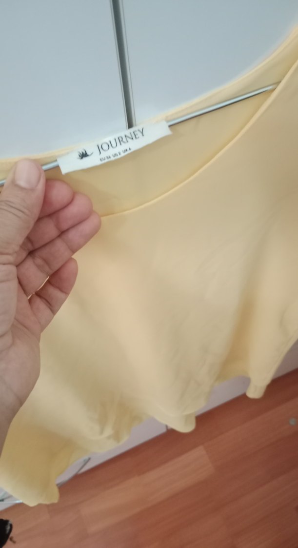 Kadın sari Kısa Kollu Salaş Bluz - Görsel 3