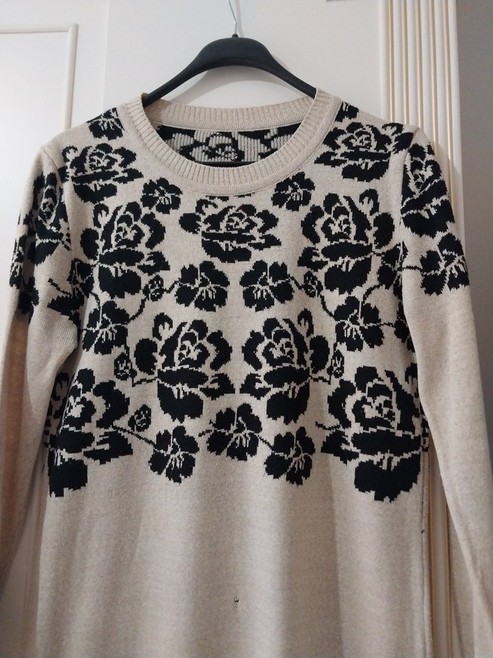 Nakışlı Bohem Uzun Triko Tunik - Görsel 2