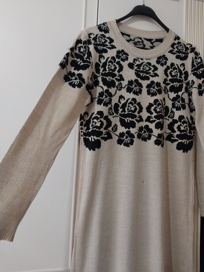 Nakışlı Bohem Uzun Triko Tunik - Görsel 4