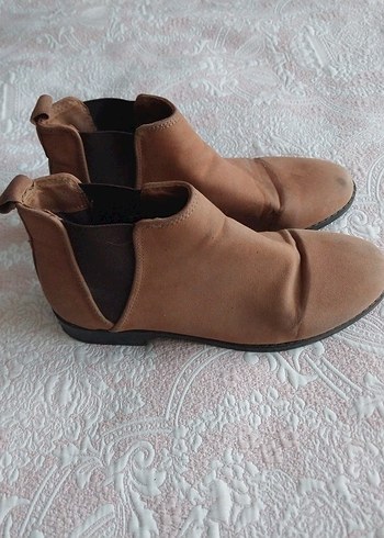 Bej Süet Kadın Topuklu Botlar - Görsel 2