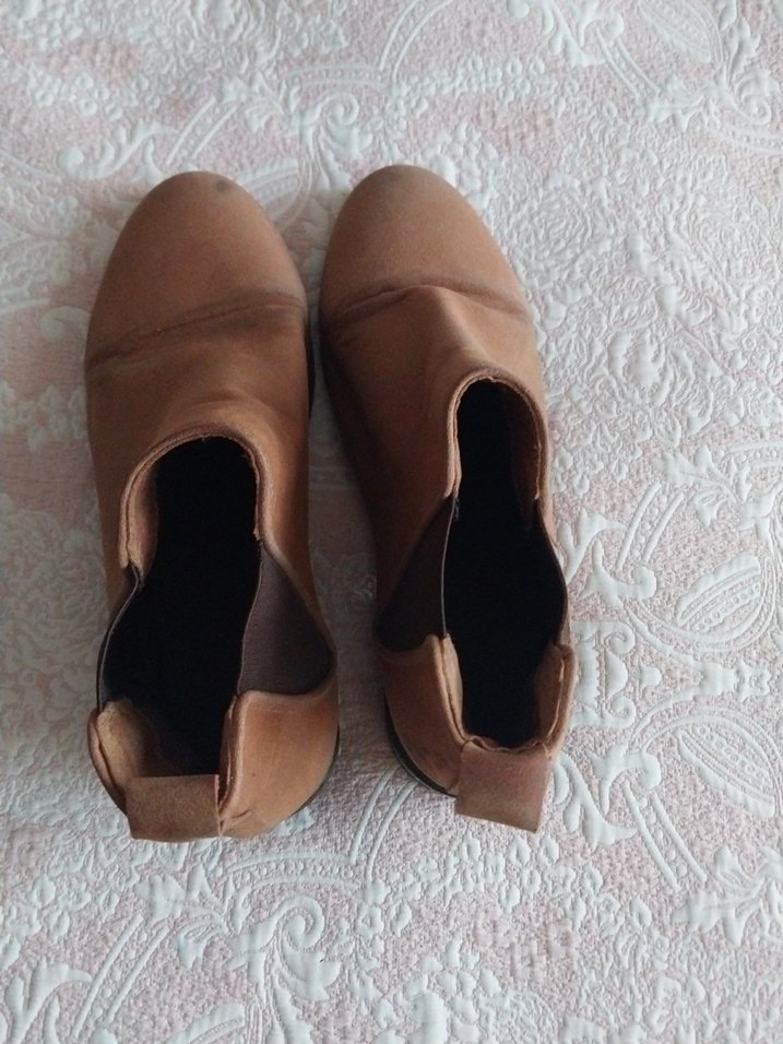 Bej Süet Kadın Topuklu Botlar - Görsel 4