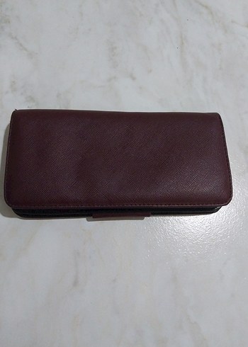 Bordo Deri Kadın Cüzdanı Fermuarlı - Görsel 2