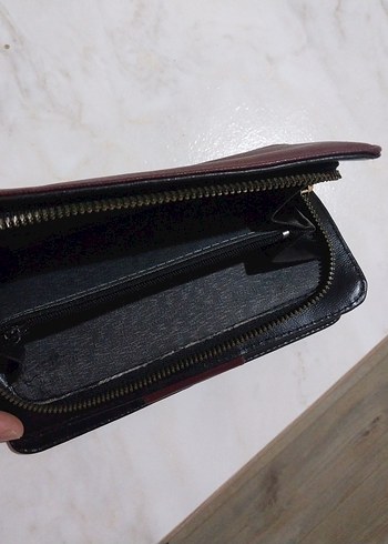 Bordo Deri Kadın Cüzdanı Fermuarlı - Görsel 4