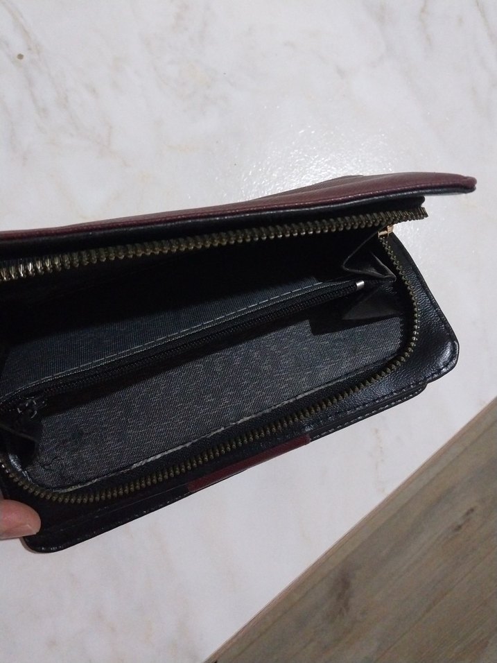 Bordo Deri Kadın Cüzdanı Fermuarlı - Görsel 4