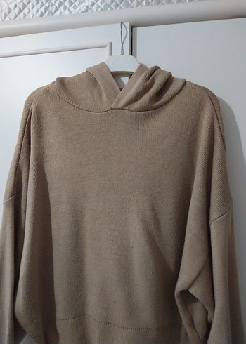 Bej Kadın Örme Salaş Sweatshirt - Görsel 2