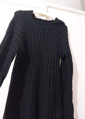 Siyah Yüksek Yakalı Örgü Kadın Kazak - Görsel 3