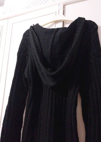 Siyah Yüksek Yakalı Örgü Kadın Kazak - Görsel 4