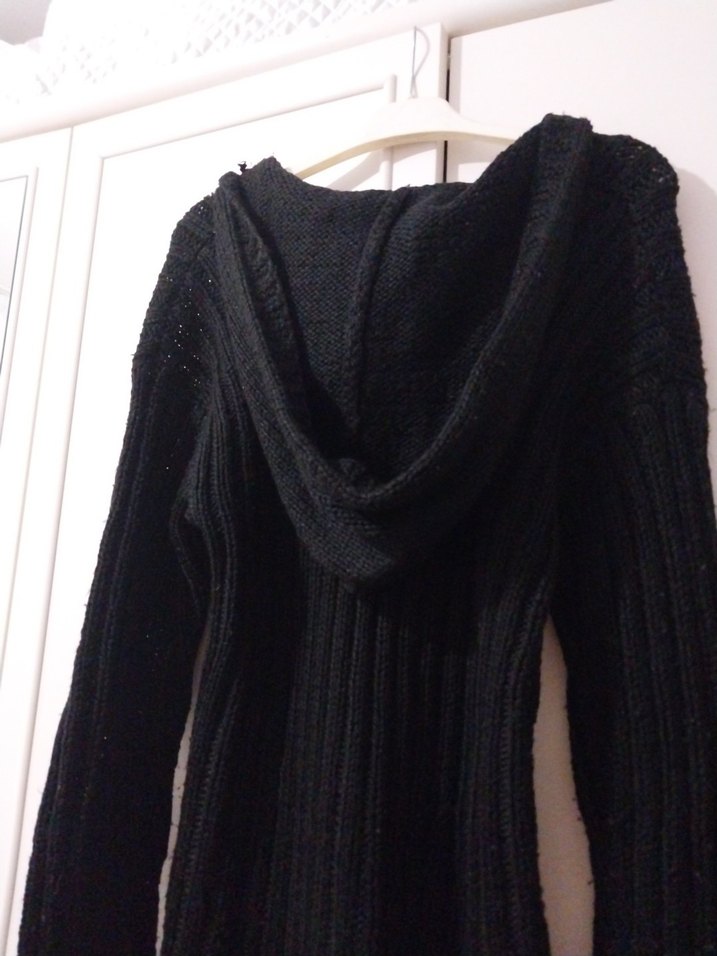 Siyah Yüksek Yakalı Örgü Kadın Kazak - Görsel 4