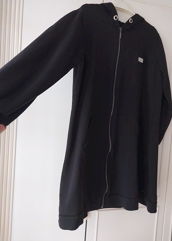 Siyah Kapüşonlu Midi Hamile Ceketi - Görsel 3