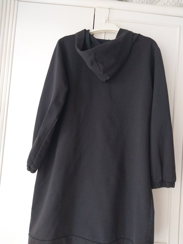 Siyah Kapüşonlu Midi Hamile Ceketi - Görsel 5