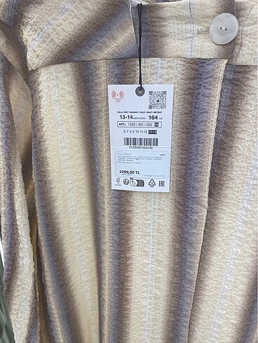 9 Yaş Beden çeşitli Renk ZARA çizgili dokulu elbise