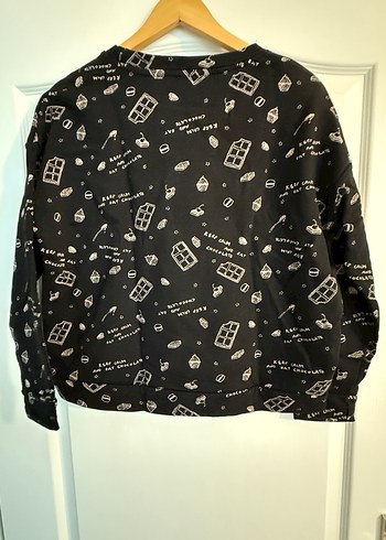 Stradivarius Siyah Uzun Kollu Rahat Kesim Hamile Tişört - Görsel 3