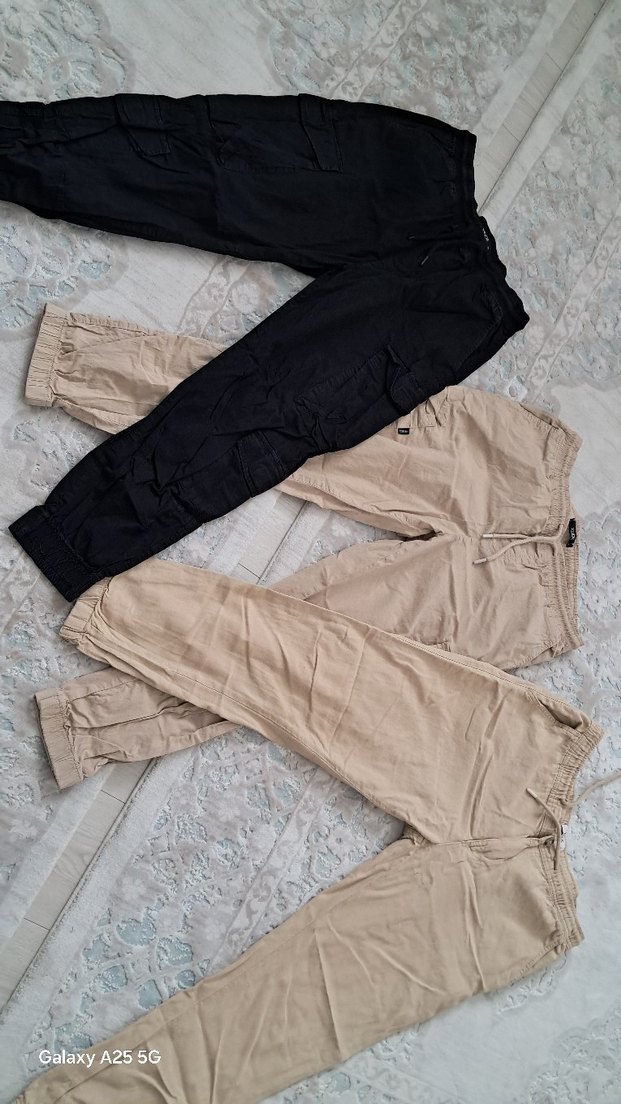 Bej erkek Keten Salaş Pantolon - Görsel 2