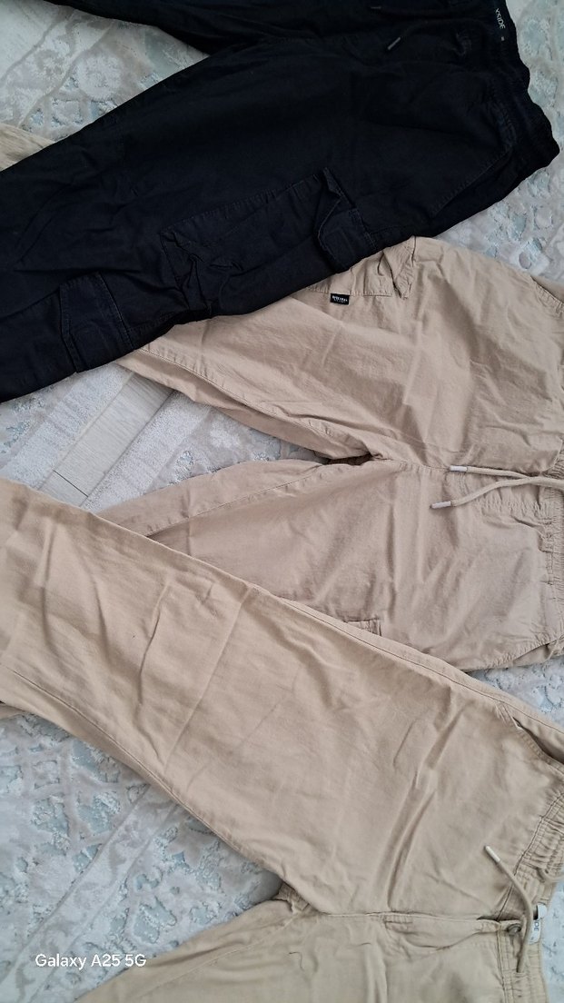 Bej erkek Keten Salaş Pantolon - Görsel 5