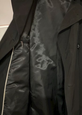 Siyah Erkek Midi Boy Düğmeli Kaban trençkot - Görsel 3