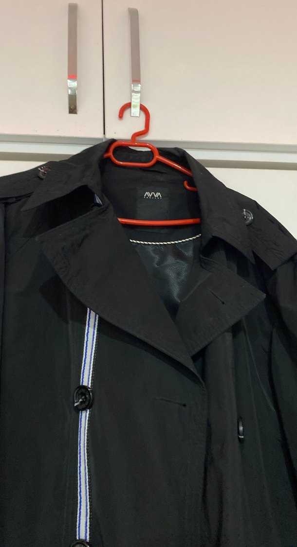 Siyah Erkek Midi Boy Düğmeli Kaban trençkot - Görsel 4