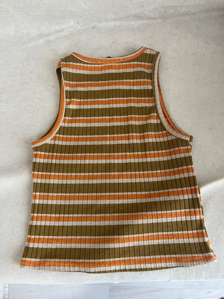 Çizgili Yüksek Yakalı Örme Kadın Atlet - Görsel 2