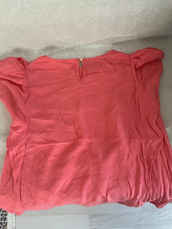 Pembe Keten Fırfırlı Bluz - Görsel 2