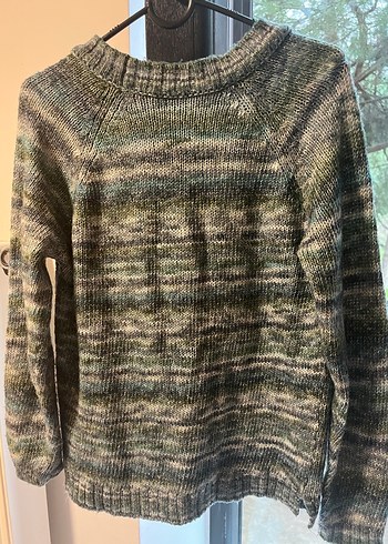 renkli Örgü Kadın Kazak, Yuvarlak Yaka, Rahat Kesim - Görsel 3