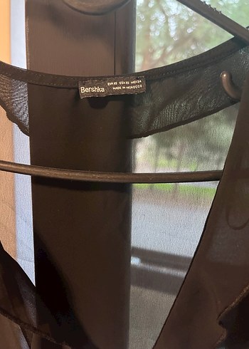 Drapeli Siyah Gotik Kadın Bluz - Görsel 2