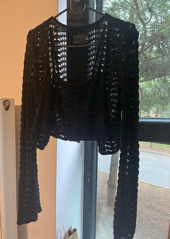 bohem Siyah Örgü Kadın Hırka - Görsel 5