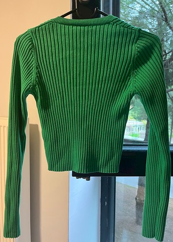 Yeşil V Yaka Triko Kadın Kazak - Görsel 3