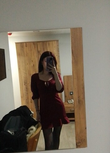 bordo mini elbise
