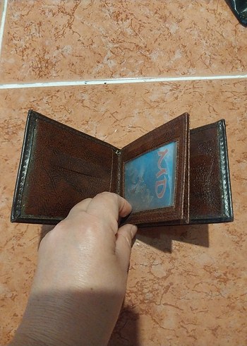 Vintage Desenli Gri Kahverengi Erkek Cüzdanı - Görsel 3