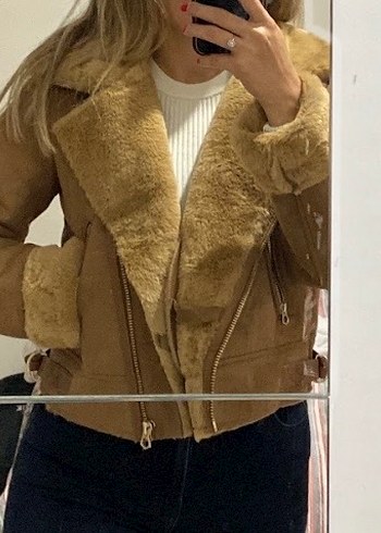 Kürk Detaylı Kahverengi Süet Kadın Ceket - Görsel 2