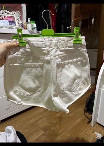 Pull and Bear Pull&Bear mini beyaz kot şort