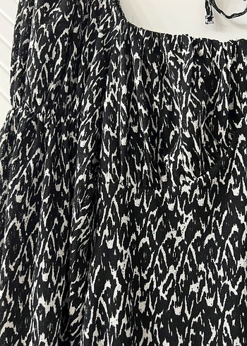 Siyah Beyaz Bağcıklı Mini Elbise - Görsel 2