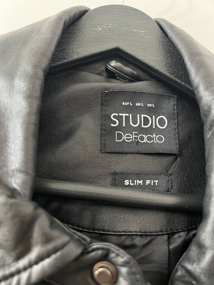 Düğmeli Siyah Erkek Deri Ceket - Görsel 3