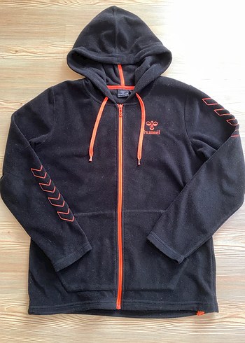 l Beden Siyah Kapüşonlu Polar Erkek Sweatshirt
