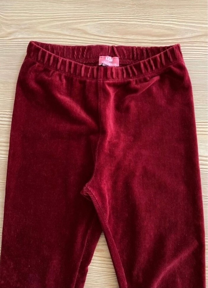 Bordo Kadife Tayt - Görsel 4