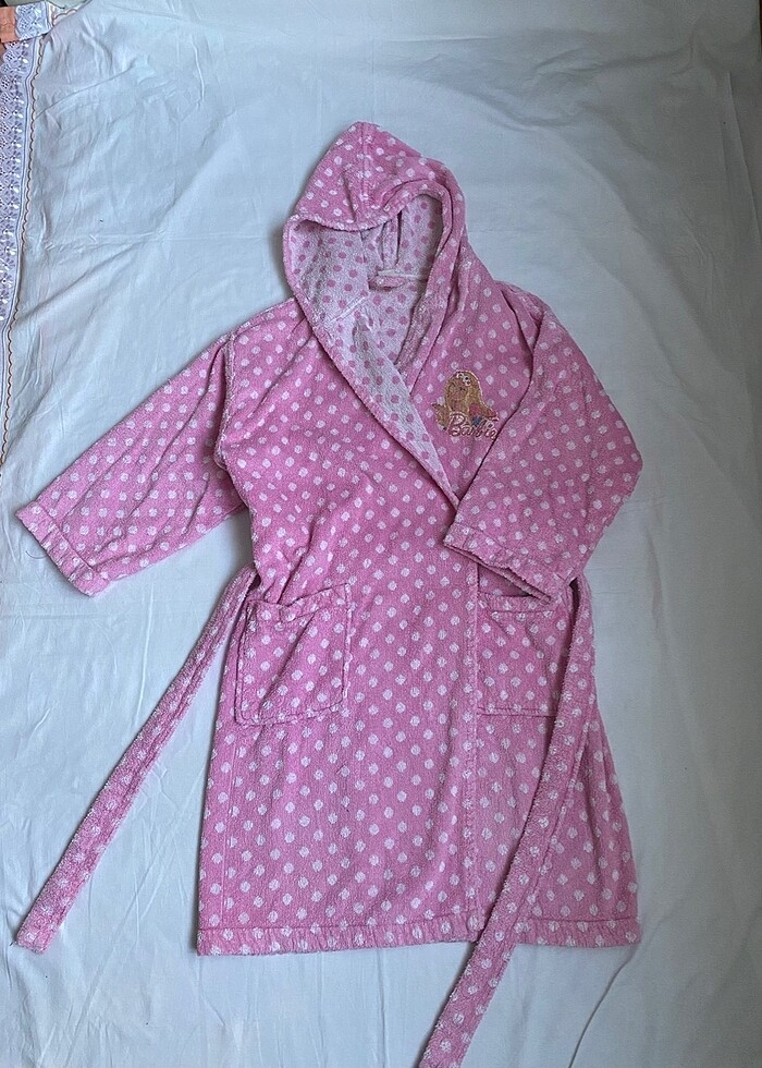 Pembe Puantiyeli Bornoz - Görsel 3