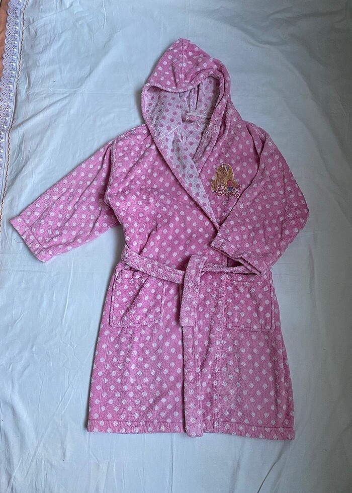 Pembe Puantiyeli Bornoz - Görsel 2