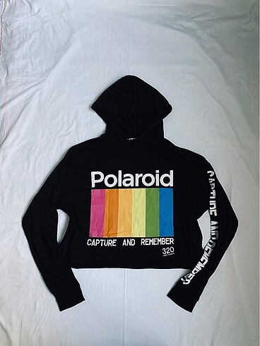 Polaroid Kapüşonlu Crop Sweat