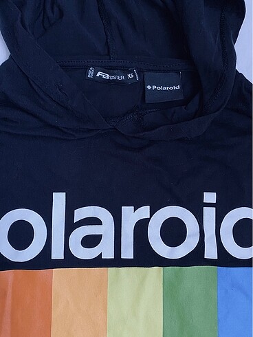 xs Beden siyah Renk Polaroid Kapüşonlu Crop Sweat