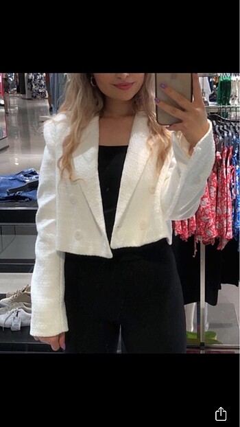 m Beden beyaz Renk Zara Crop Blazer