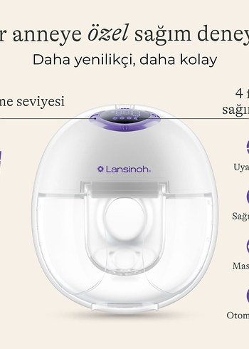 Lansinoh Çiftli Taşınabilir Göğüs Pompası Mor - Görsel 3