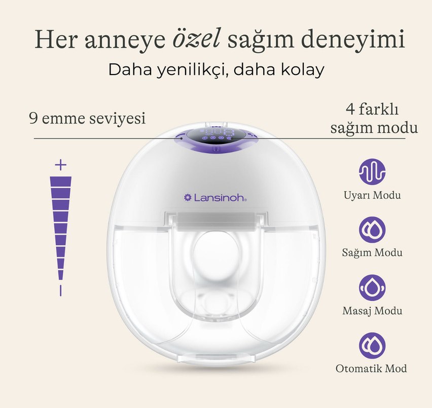 Lansinoh Çiftli Taşınabilir Göğüs Pompası Mor - Görsel 3