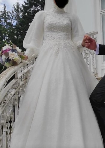 Uzun Kollu Vintage Prenses Gelinlik - Görsel 3