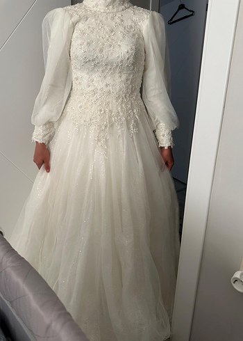 Uzun Kollu Vintage Prenses Gelinlik - Görsel 4