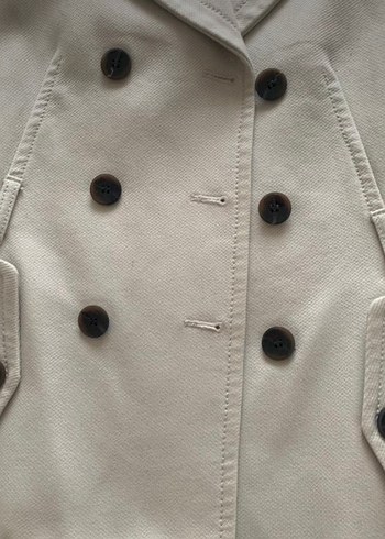 Düğmeli krem kadın kaban - Görsel 5